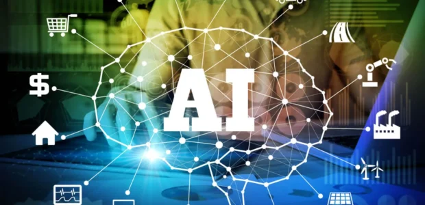 AI digital brain with connected industry icons